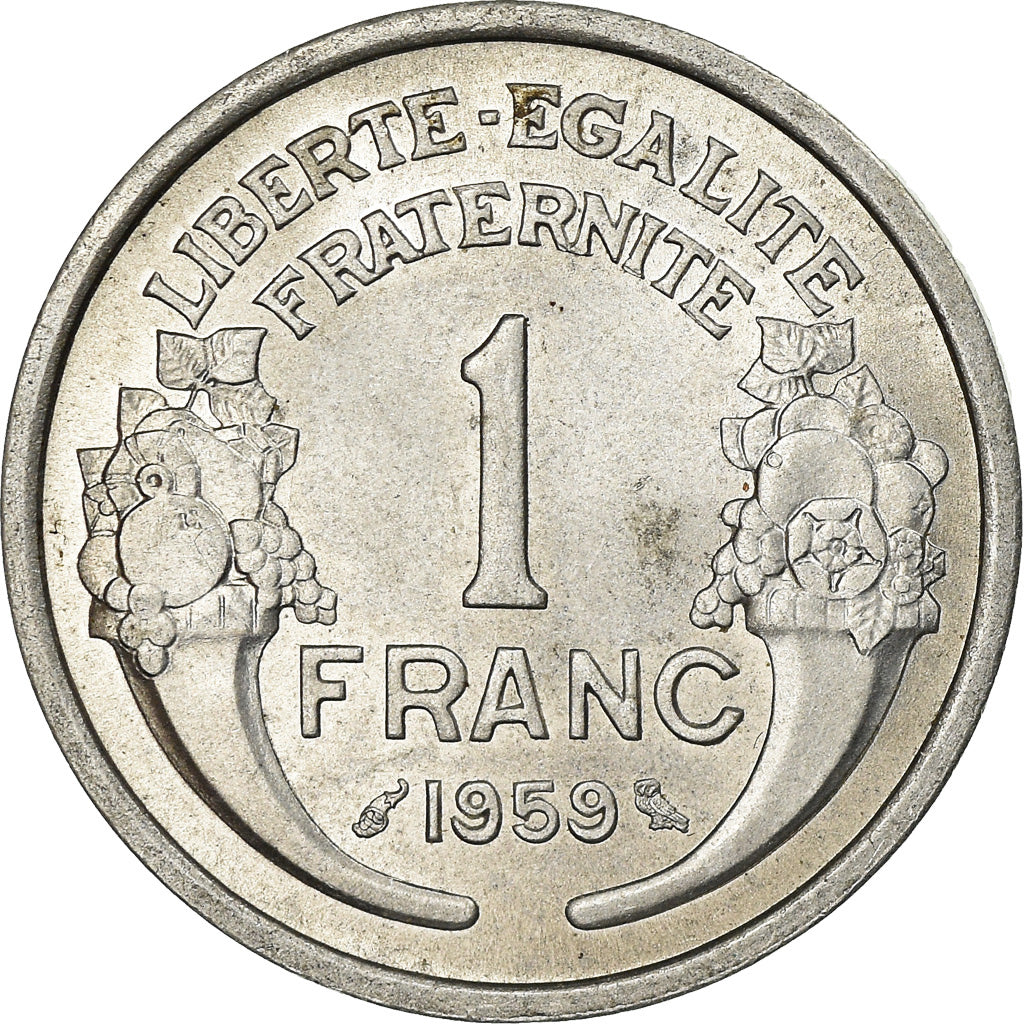 Münze, Frankreich, Morlon, Franc, 1959, VZ+, Aluminium, KM:885a.1, Gadoury:473c