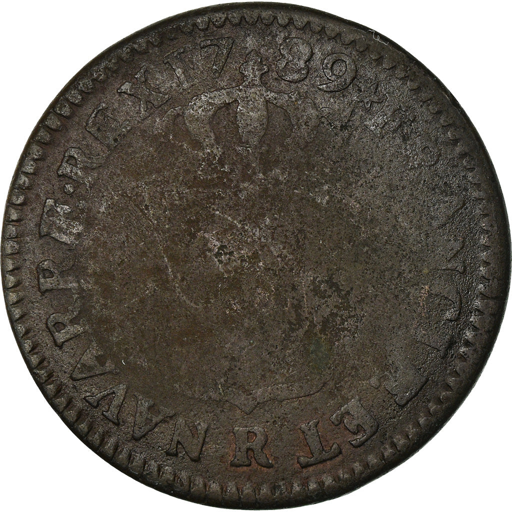 Monnaie, France, Louis XVI, Sol à l'Ecu, 1789, Orléans, B+, Cuivre