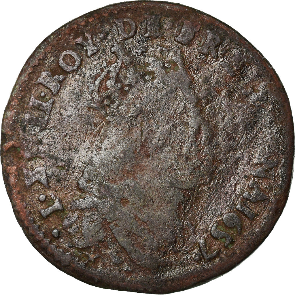 Moneta, Francja, Louis XIV, Liard de France au buste juvénile, deuxième type