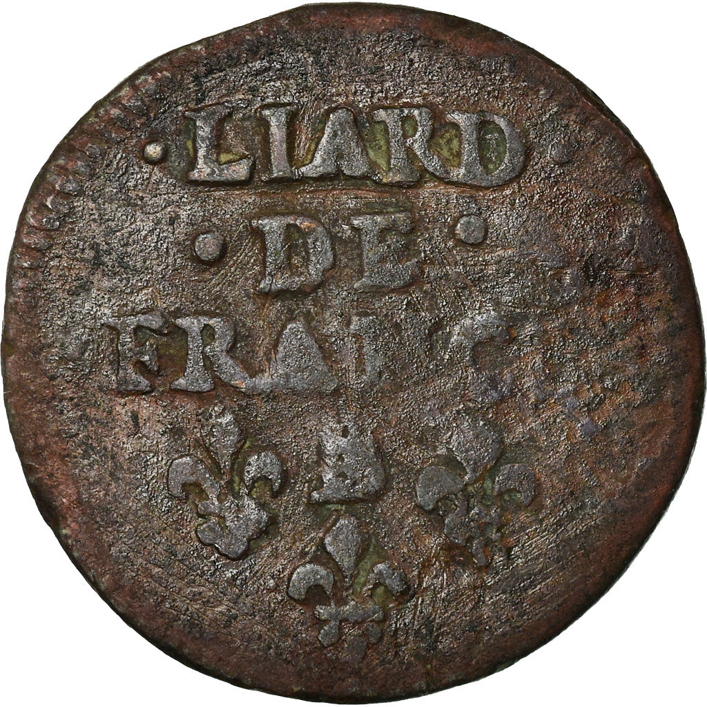 Moneta, Francja, Louis XIV, Liard de France au buste juvénile, deuxième type