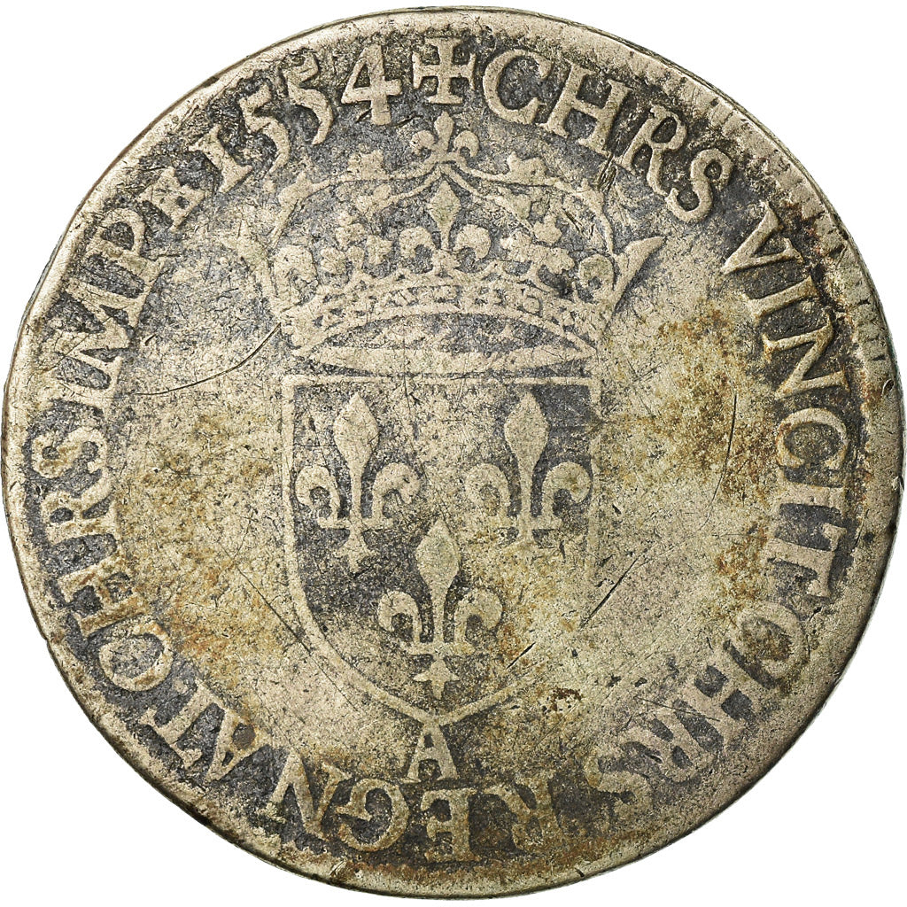 Münze, Frankreich, Henri II, Teston au moulin, 1554, Paris, S, Silber