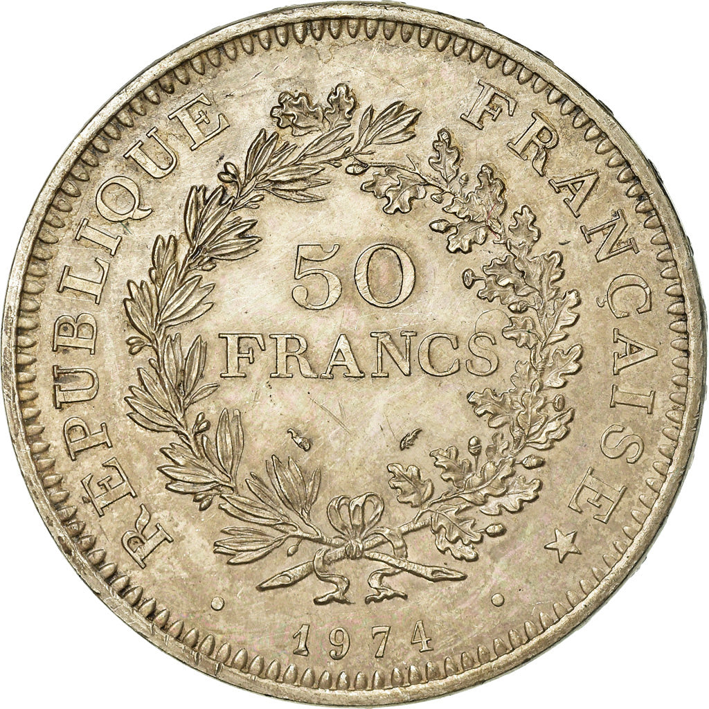 Coin, France, Hercule, 50 Francs, 1974, Paris, AU(55-58), Silver, KM:941.1