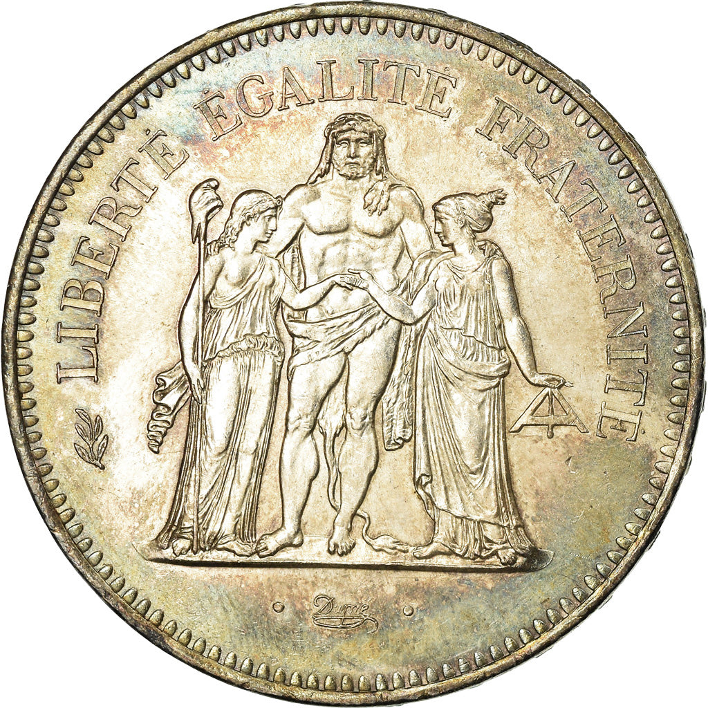 Coin, France, Hercule, 50 Francs, 1976, Paris, MS(60-62), Silver, KM:941.1