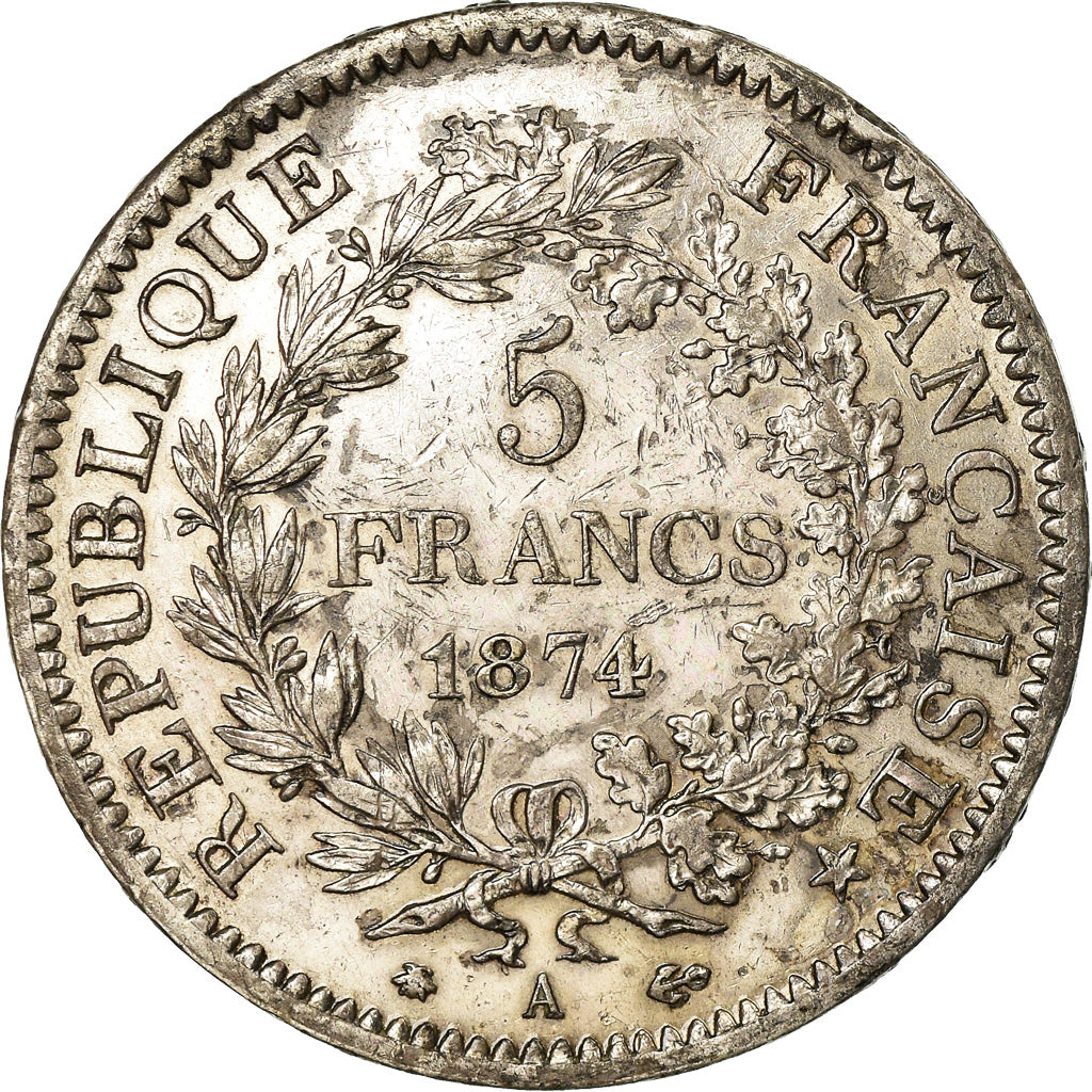 Coin, France, Hercule, 5 Francs, 1874, Paris, EF(40-45), Silver, KM:820.1