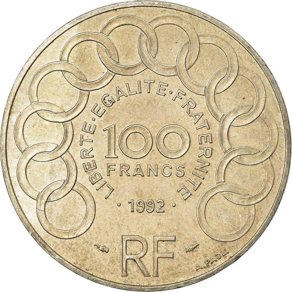 Coin, France, Jean Monnet, 100 Francs, 1992, AU(50-53), Silver, KM:1120