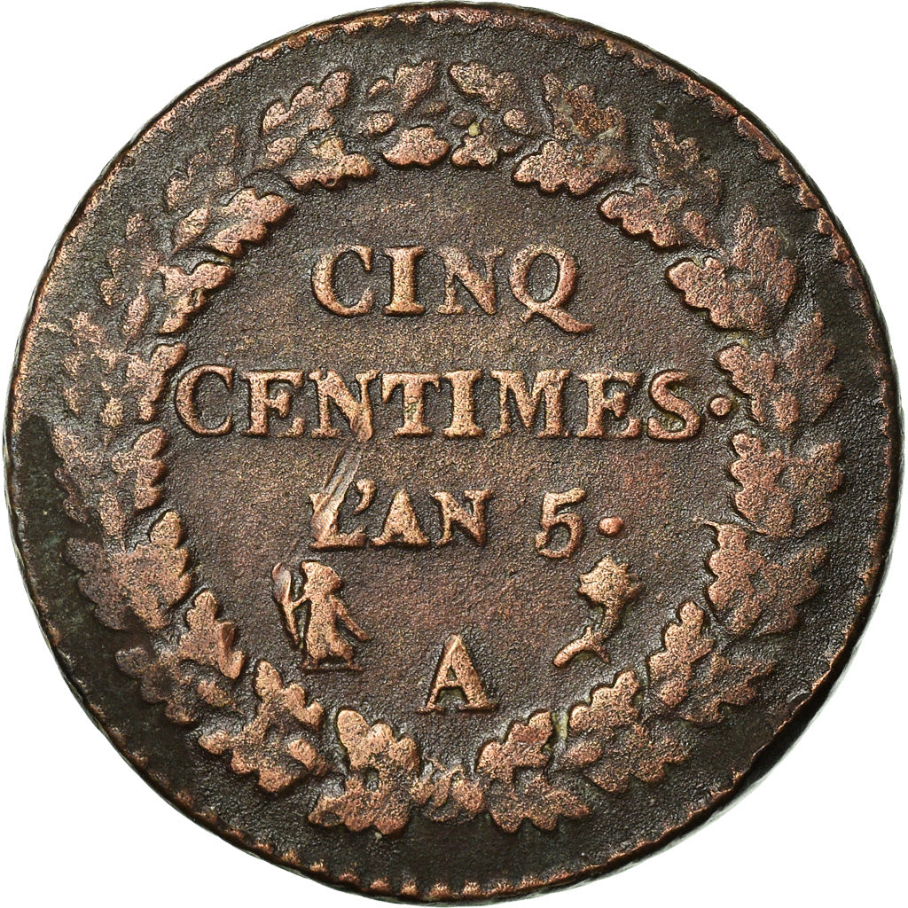 Coin, France, Dupré, 5 Centimes, AN 5, Paris, VF(30-35), Bronze, KM:640.1