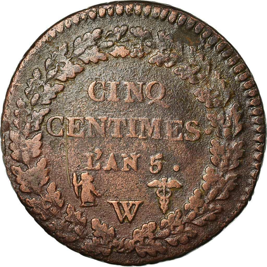 Coin, France, Dupré, 5 Centimes, AN 5, Lille, VF(30-35), Bronze, KM:640.11