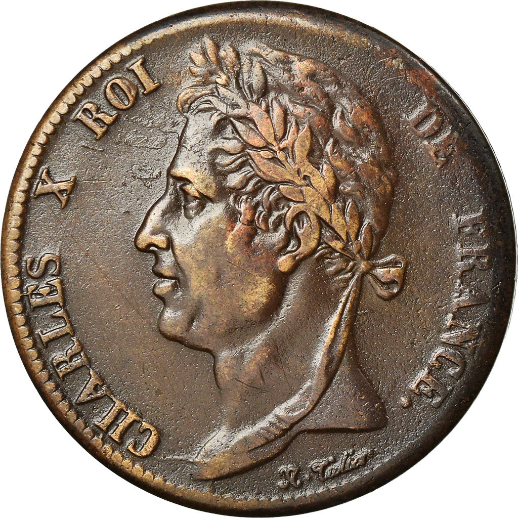 Moneta, Colonie francesi, Charles X, 5 Centimes, 1828, Paris, BB, Bronzo