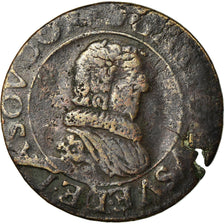 Monnaie, France, DOMBES, Gaston d'Orléans, Double Tournois, 1634, Trévoux, TB
