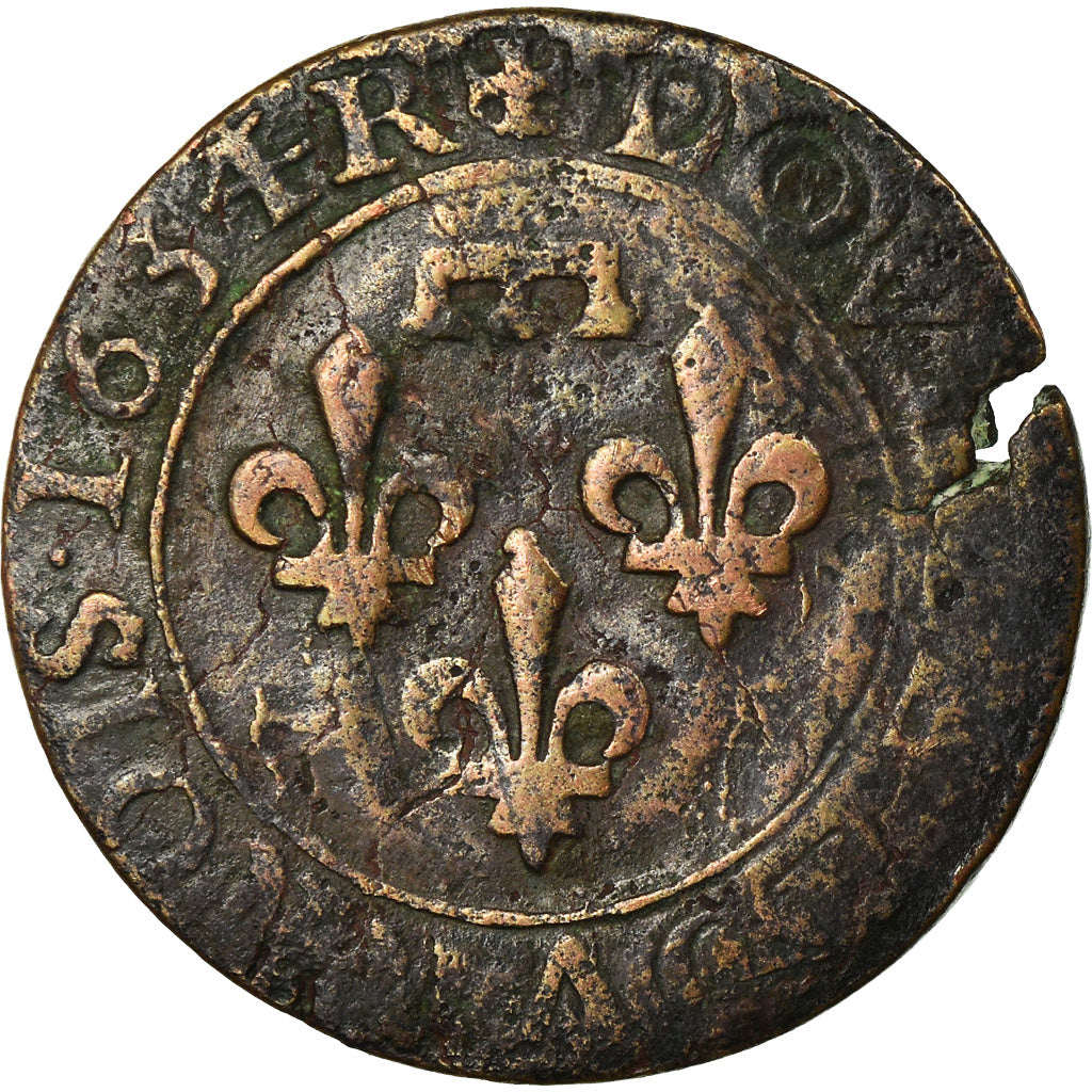 Monnaie, France, DOMBES, Gaston d'Orléans, Double Tournois, 1634, Trévoux, TB