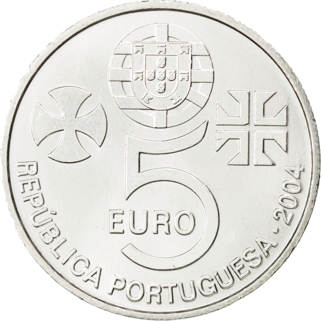 PORTUGAL, 5 Euro, 2004, Lisbon, KM #754, MS(63), Silver, 30, 13.95