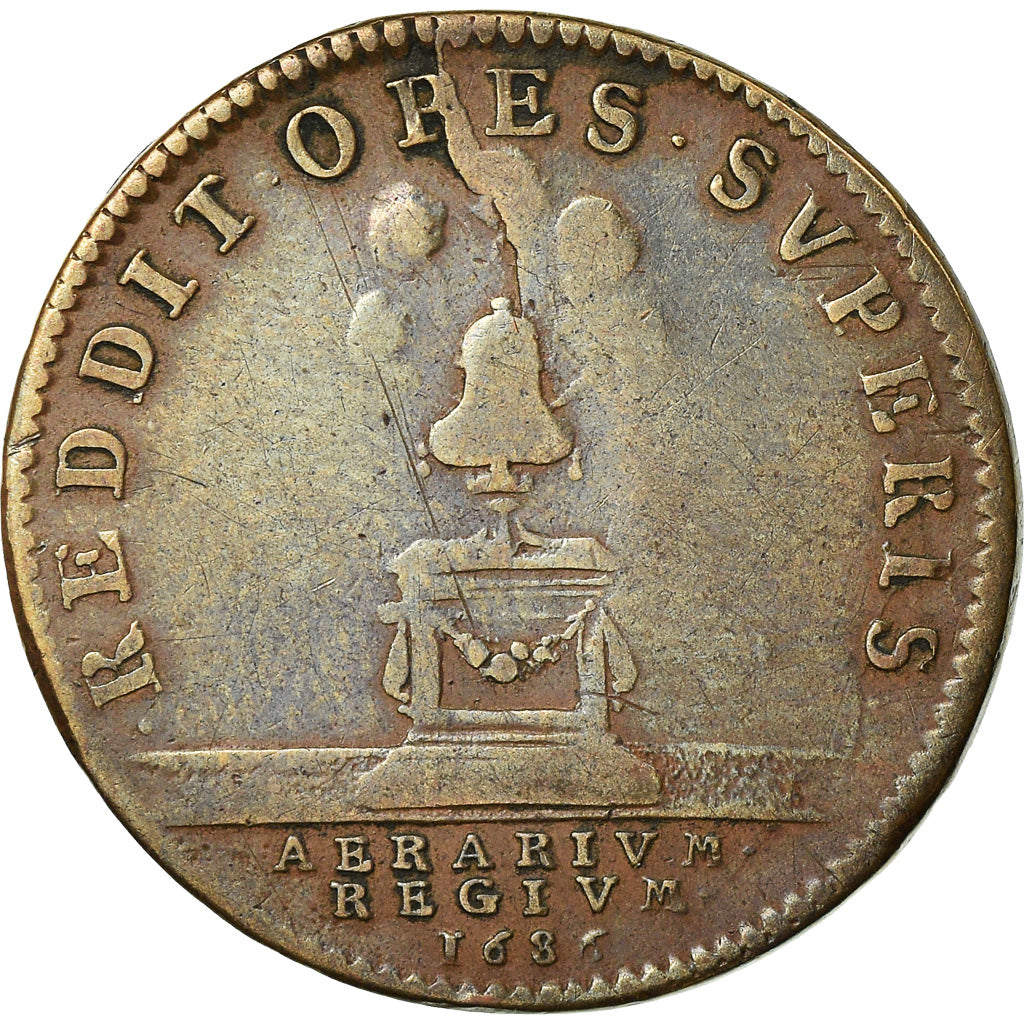 France, Token, Louis XIV, Trésor Royal, 1686, VF(30-35), Copper