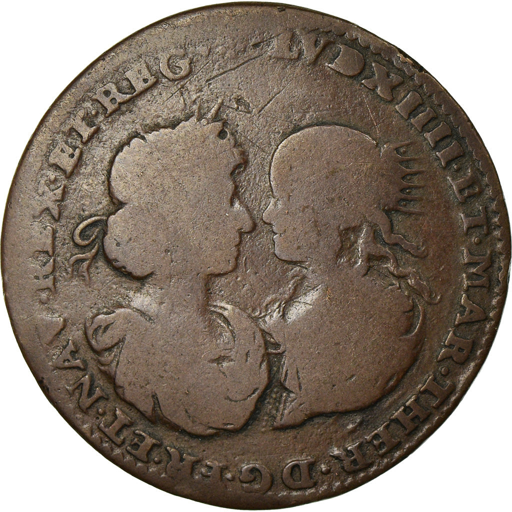 France, Jeton, Louis XIV & Marie-Thérèse d'Espagne, Conseil du Roi, TB+