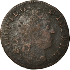 Coin, France, LORRAINE, Leopold I, Liard, 1727, Nancy, VF(30-35), Copper