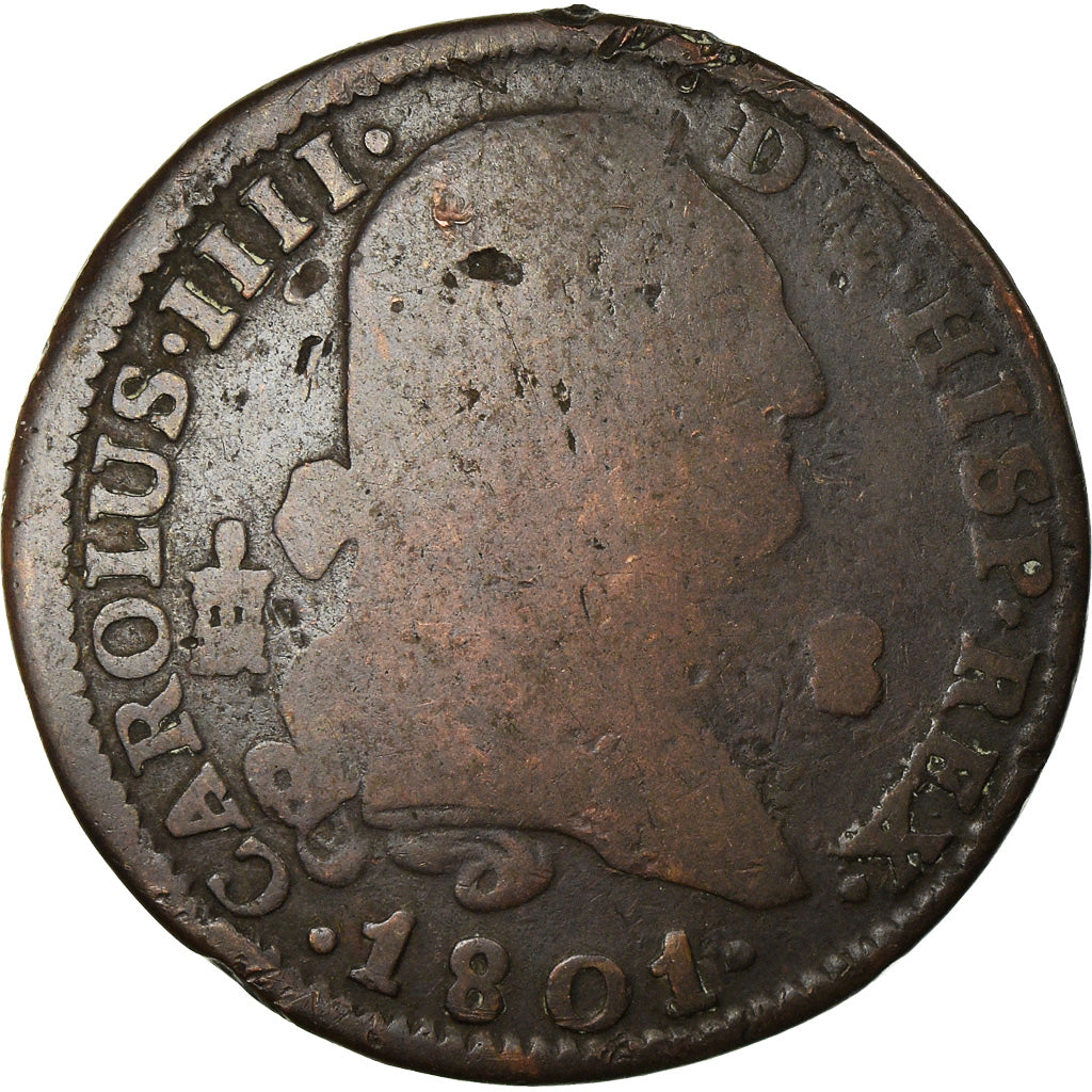 Coin, Spain, Charles IV, 8 Maravedis, 1801, Segovia, F(12-15), Copper, KM:428