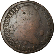 Coin, Spain, Charles IV, 8 Maravedis, 1801, Segovia, F(12-15), Copper, KM:428