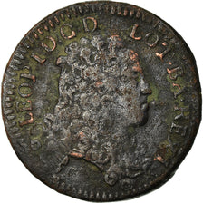 Coin, France, LORRAINE, Leopold I, Liard, 1706, Nancy, VF(30-35), Copper