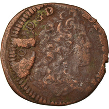 Moneda, Francia, LORRAINE, Leopold I, Liard, 1714, Nancy, BC+, Cobre