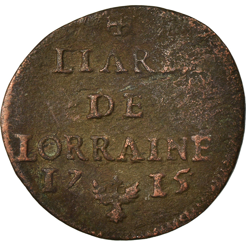 Coin, France, LORRAINE, Leopold I, Liard, 1715, Nancy, VF(20-25), Copper