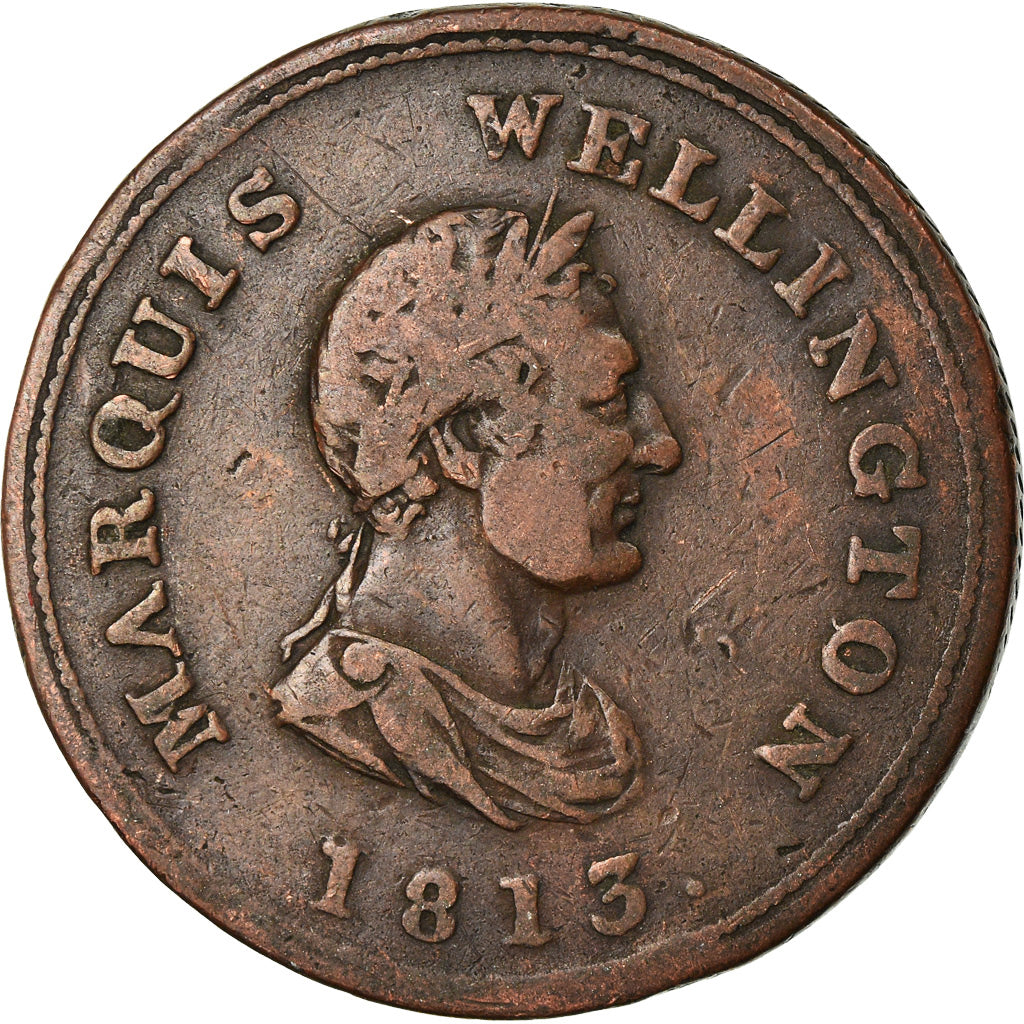 Coin, Canada, Marquis Wellington, Halfpenny Token, 1813, VF(30-35), Copper