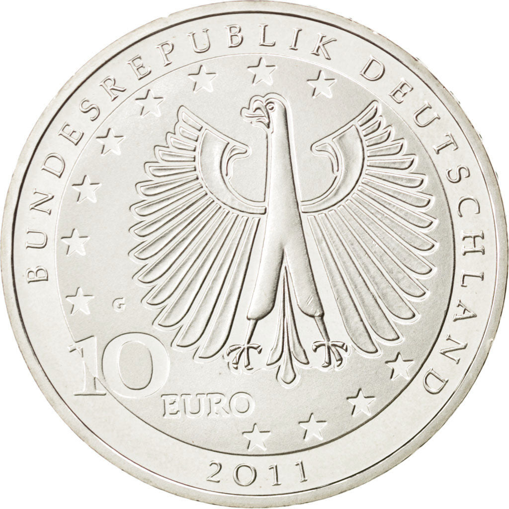 GERMANY - FEDERAL REPUBLIC, 10 Euro, 2011, MS(63), Silver, KM:295