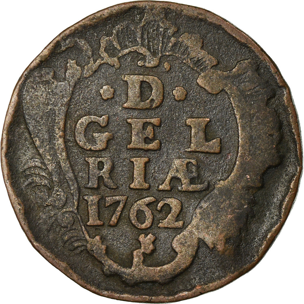 Coin, Netherlands, GELDERLAND, Duit, 1762, VF(30-35), Copper, KM:93