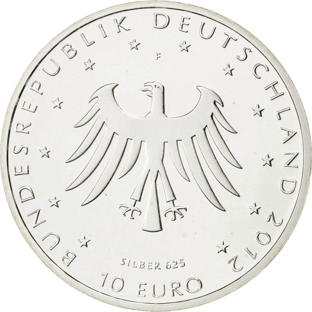 GERMANY - FEDERAL REPUBLIC, 10 Euro, 2012, Stuttgart, KM #310, MS(64), Silver,..