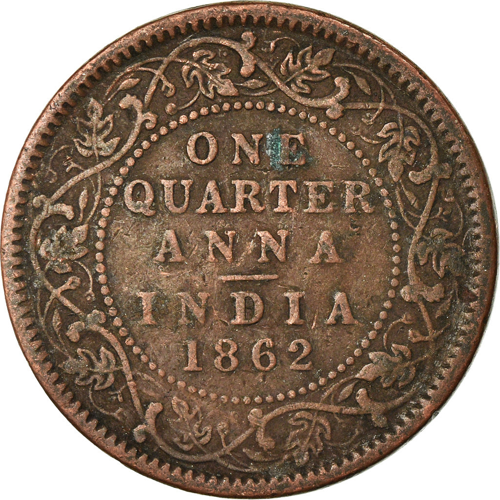 Monnaie, INDIA-BRITISH, Victoria, 1/4 Anna, 1862, TB+, Cuivre, KM:467