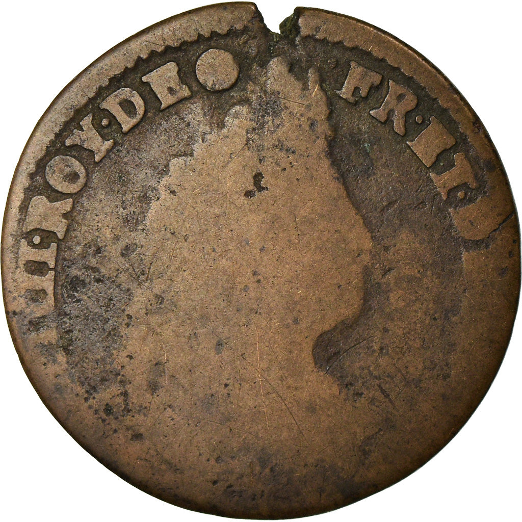 Moneta, Francja, Louis XIV, Liard de France, Uncertain date, Nantes, F(12-15)