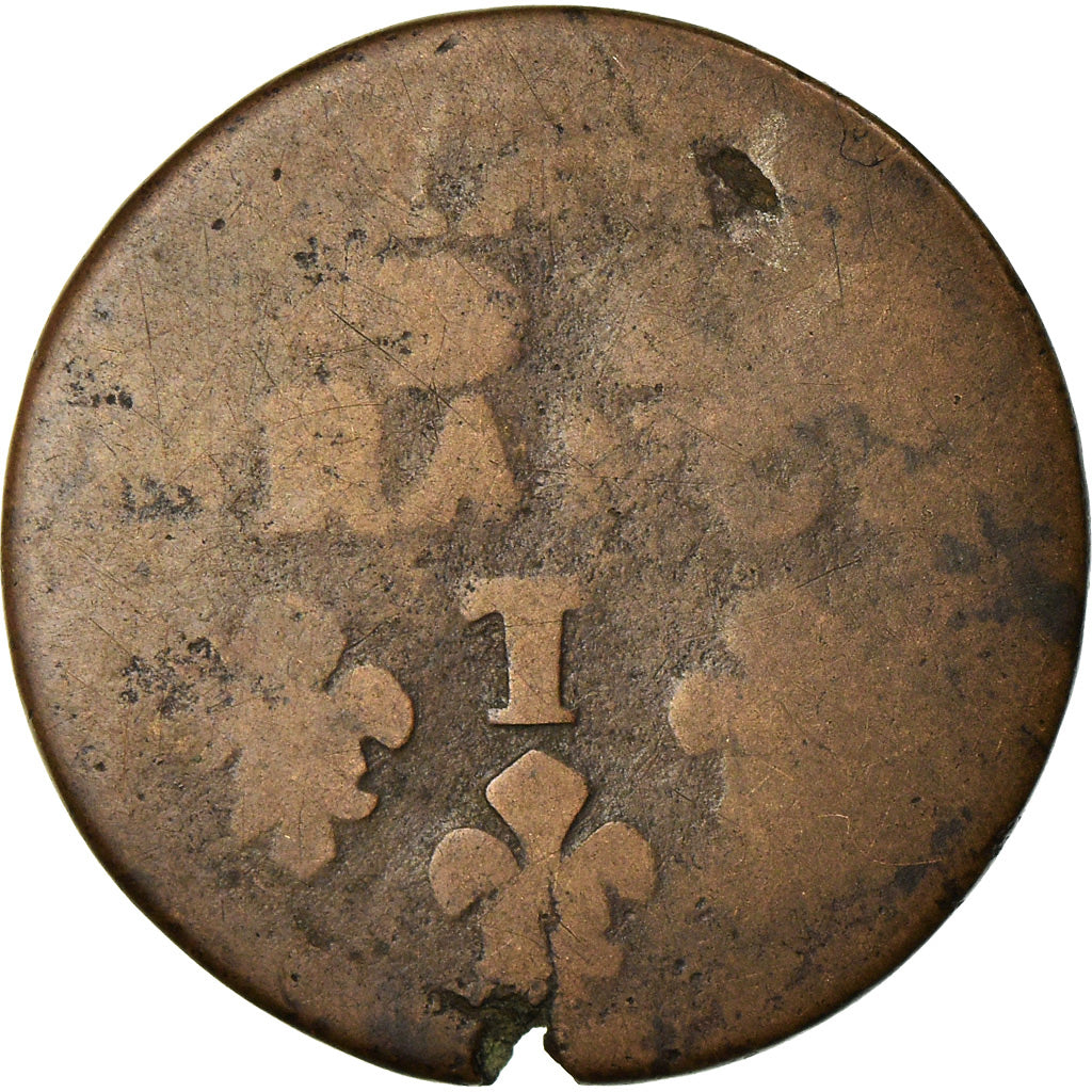 Moneta, Francja, Louis XIV, Liard de France, Uncertain date, Nantes, F(12-15)