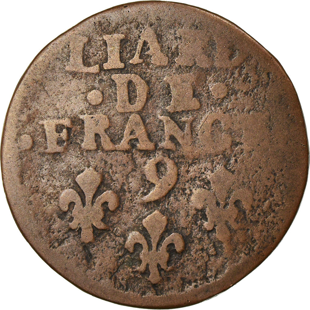 Monnaie, France, Louis XIV, Liard de France, Date incertaine, Rennes, B, Cuivre