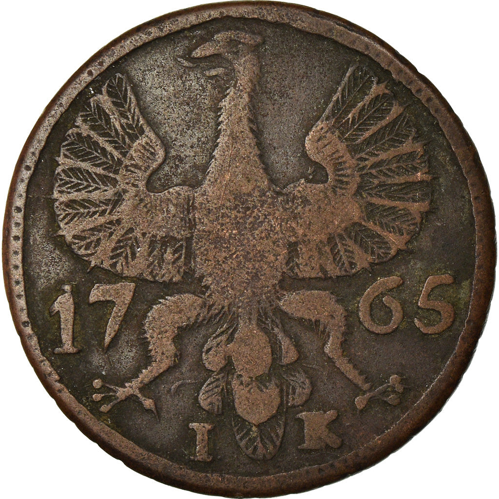 Coin, German States, AACHEN, 12 Heller, 1765, VF(30-35), Copper, KM:51