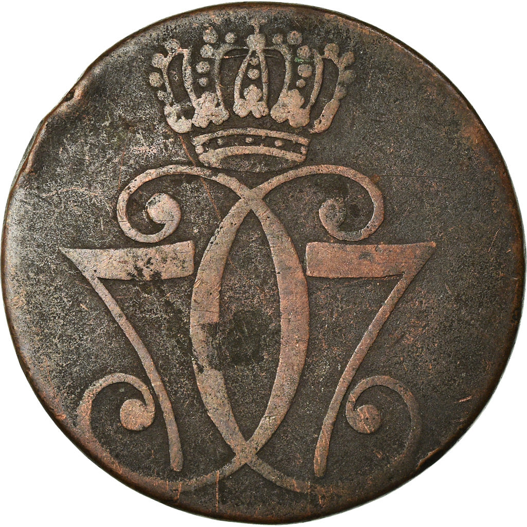 Coin, Denmark, Christian VII, Skilling, 1771, Copenhagen, VF(20-25), Copper