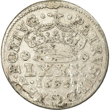 Munten, Portugal, Pedro II, 80 Reis, LXXX; Tostao, 1696, Porto, FR, Zilver