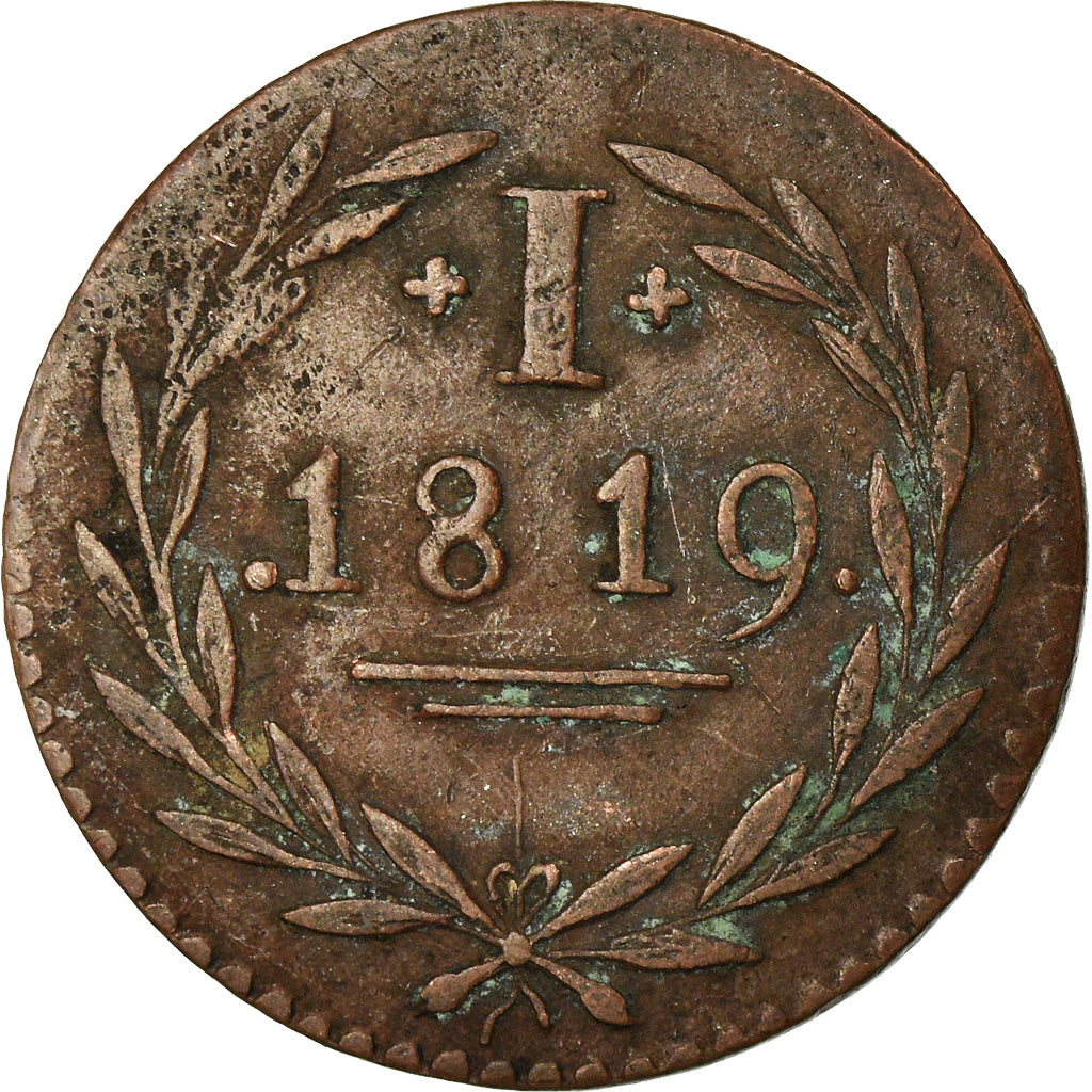 Coin, German States, FRANKFURT AM MAIN, Pfennig, 1819, EF(40-45), Copper, KM:Tn5