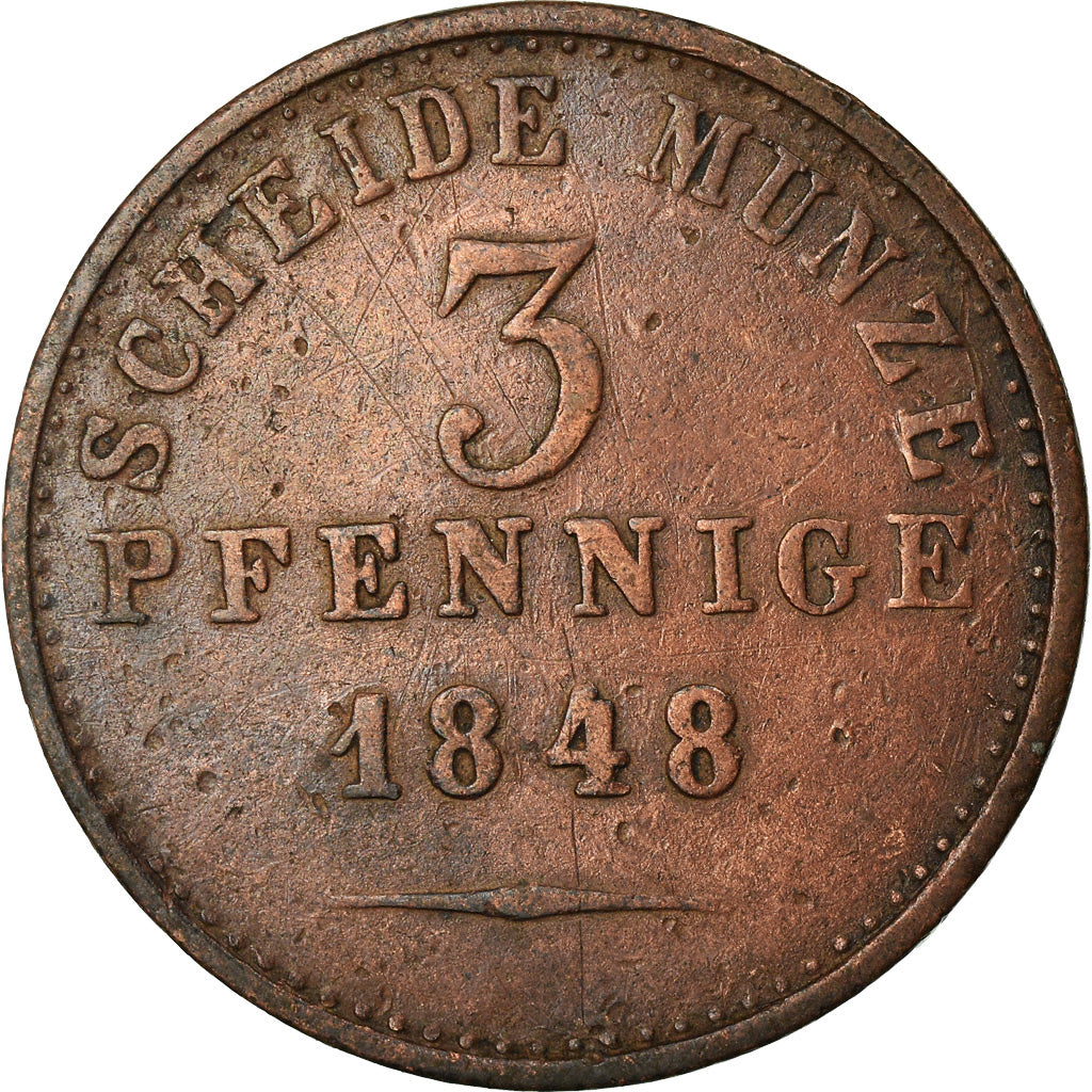 Coin, German States, BIRKENFELD, Paul Friedrich August, 3 Pfennige, 1848