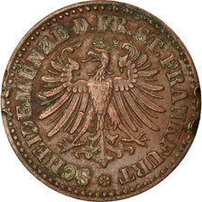 Coin, German States, FRANKFURT AM MAIN, Heller, 1859, EF(40-45), Copper, KM:356