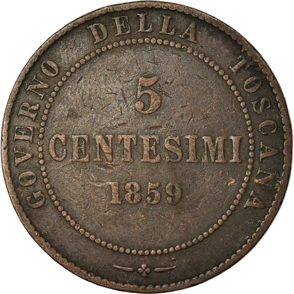 Coin, ITALIAN STATES, TUSCANY, Provisional Government, 5 Centesimi, 1859