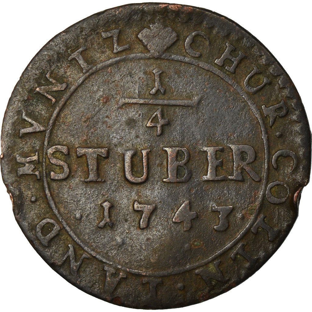 Moneta, Stati tedeschi, COLOGNE, Clemens August, 1/4 St, 1747, Cologne, MB+