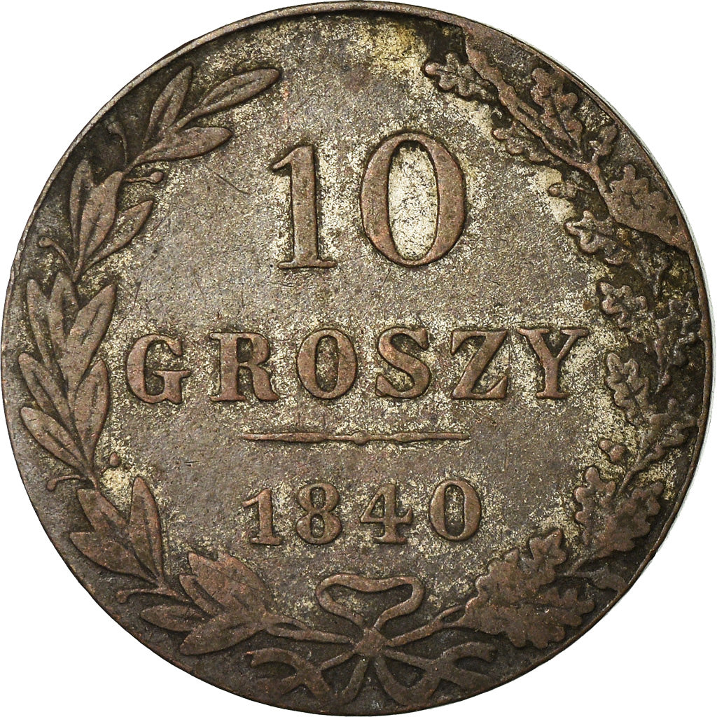 Moneta, Polonia, Nicholas I, 10 Groszy, 1840, Moneta Wschovensis, BB, Argento