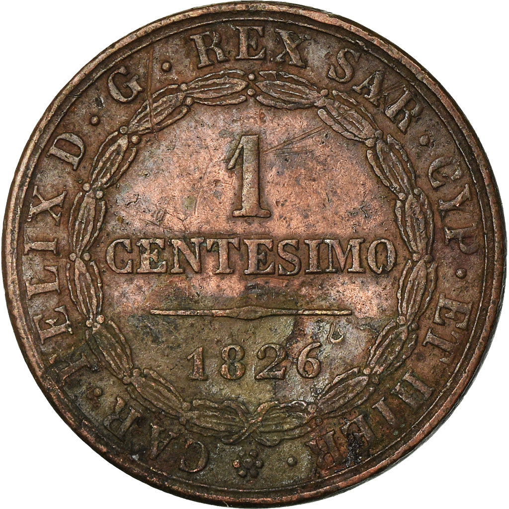 Monnaie, États italiens, SARDINIA, Carlo Felice, Centesimo, 1826, Torino, TTB