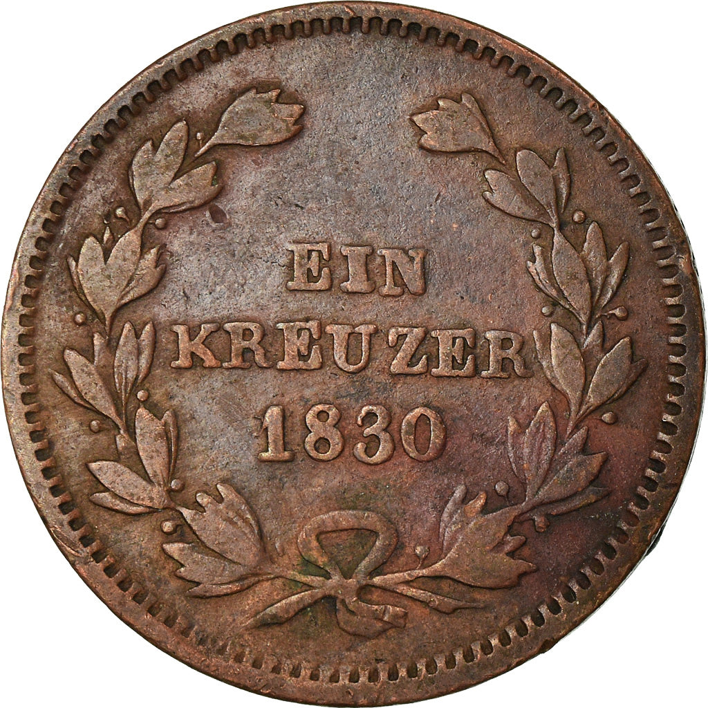 Monnaie, Etats allemands, BADEN, Ludwig I, Kreuzer, 1830, TB+, Cuivre, KM:189