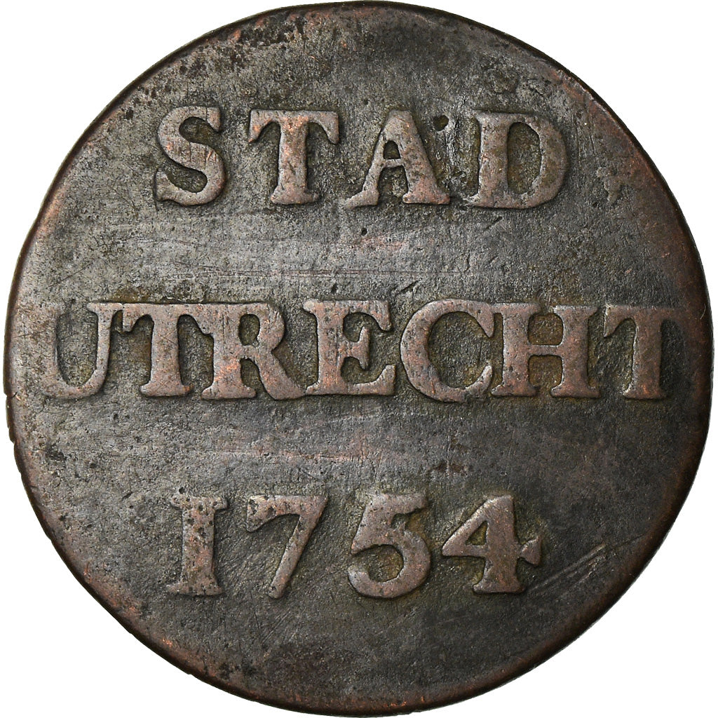 Moneta, Holandia, UTRECHT, Duit, 1754, VF(20-25), Miedź, KM:91