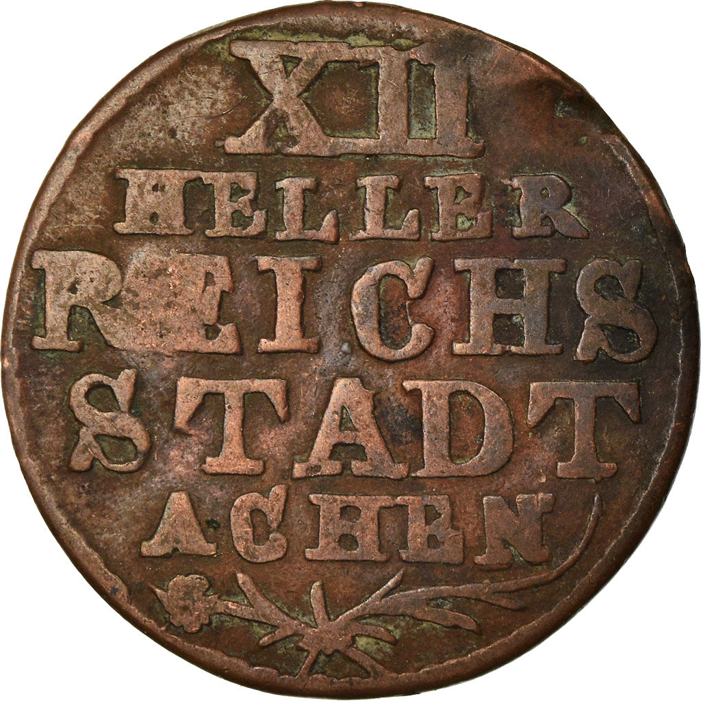 Monnaie, Etats allemands, AACHEN, 12 Heller, 1767, TB+, Cuivre, KM:51