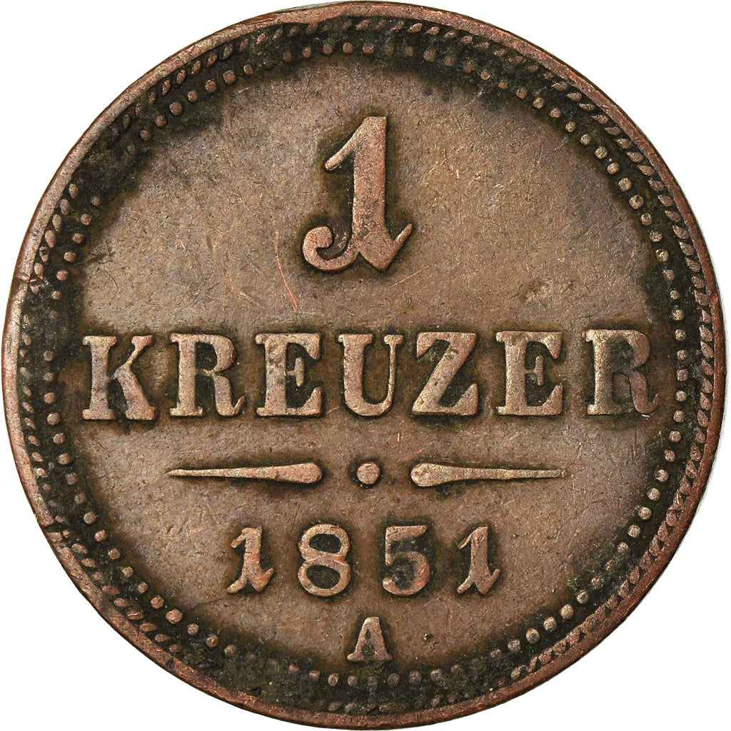 Coin, Austria, Franz Joseph I, Kreuzer, 1851, Vienna, EF(40-45), Copper, KM:2185