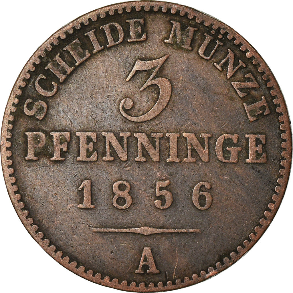 Münze, Deutsch Staaten, PRUSSIA, Friedrich Wilhelm IV, 3 Pfennig, 1856, Berlin