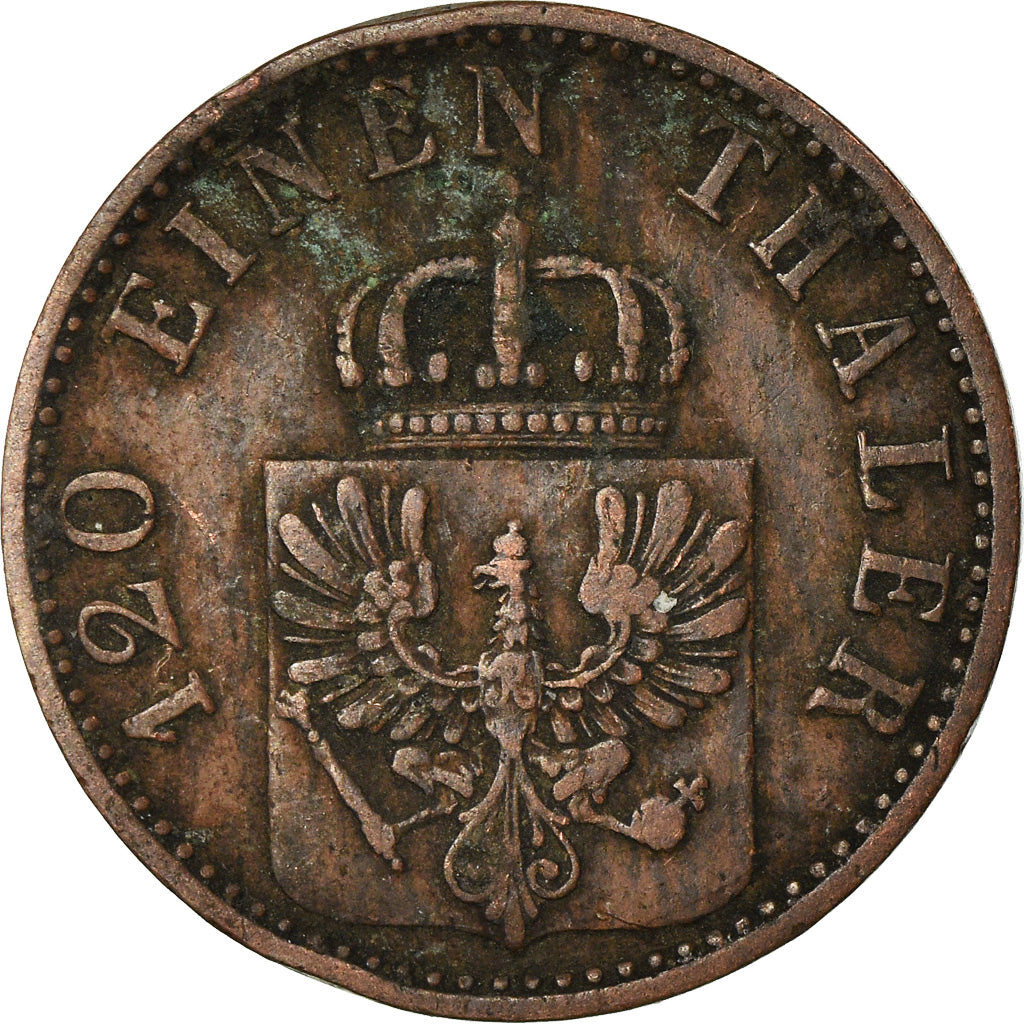 Moneta, Stati tedeschi, PRUSSIA, Wilhelm I, 3 Pfennig, 1865, Berlin, BB, Rame