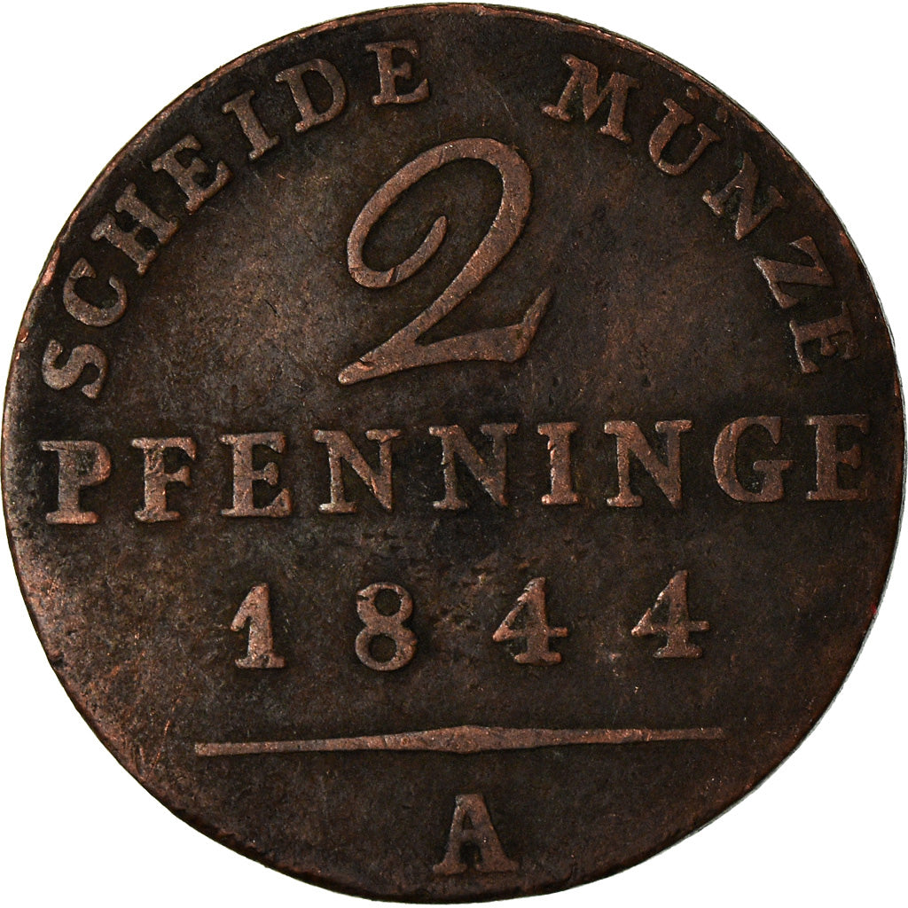 Coin, German States, PRUSSIA, Friedrich Wilhelm IV, 2 Pfennig, 1844, Berlin
