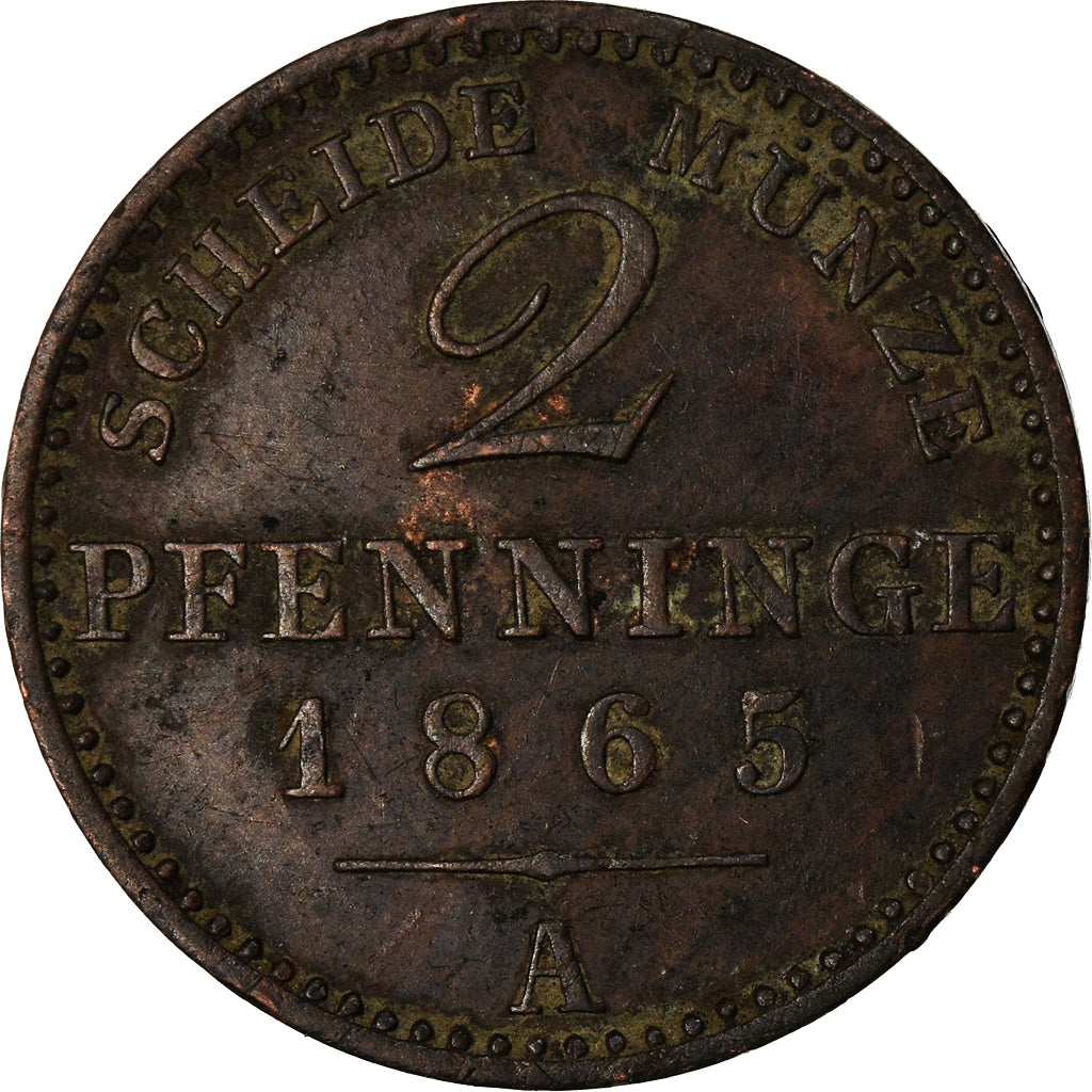 Moneta, Landy niemieckie, PRUSSIA, Wilhelm I, 2 Pfennig, 1865, Berlin