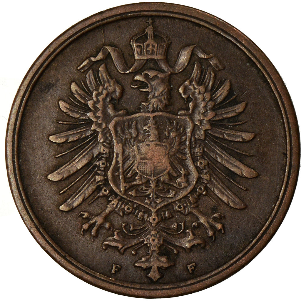 Coin, GERMANY - EMPIRE, Wilhelm I, 2 Pfennig, 1875, Stuttgart, EF(40-45)